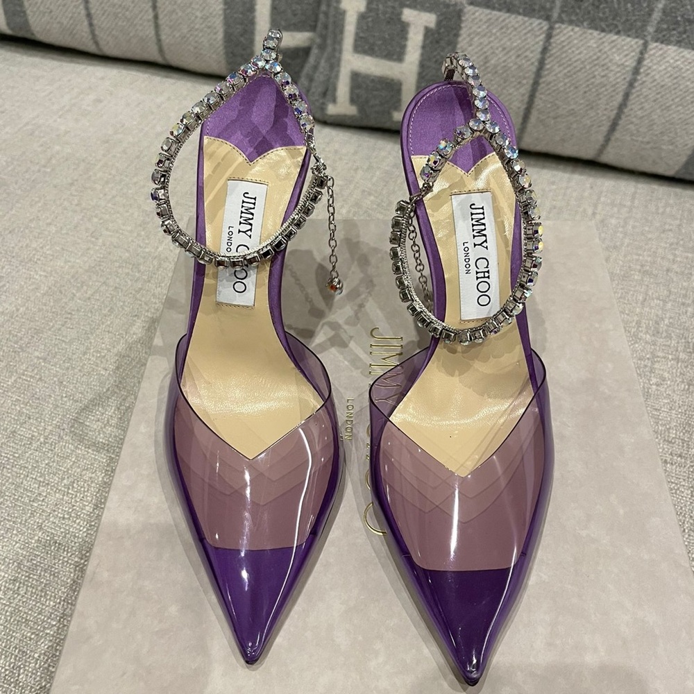 JIMMY CHOO - LEATHER SATIN HEELS